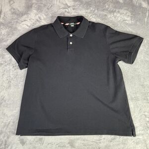 J.Crew Polo Shirt Mens Large Black Solid Pique Knit Cotton Short Sleeve Casual